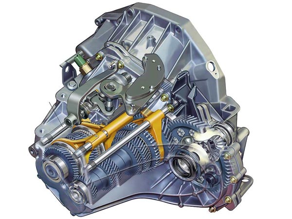 Рис.1. Современная 2-вальная 6-ступенчатая КПП (Renault).