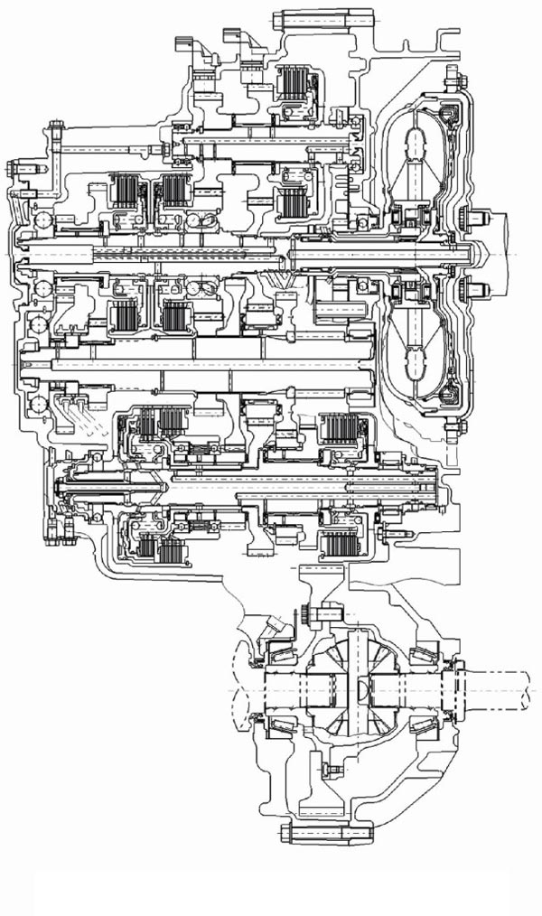 Рис.8. Гидромеханический "автомат" с 2-вальной 5-ступенчатой КПП (Honda).
