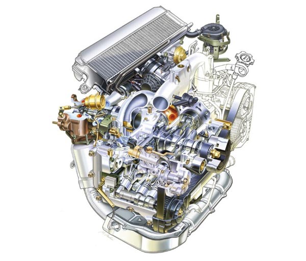 Мощный "оппозитник" Fuji Heavy EJ255 с турбонаддувом.