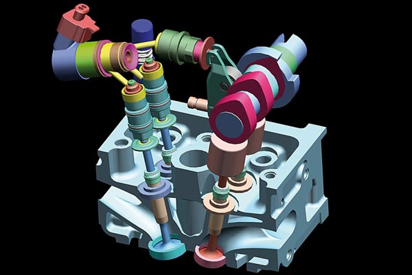 ГРМ MultiAir: электромагнитный вентиль контролирует подачу давления на исполнительные гидроцилиндрики впускных клапанов.